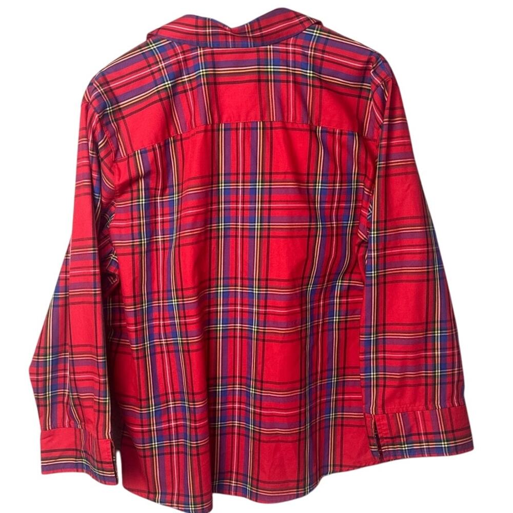 Foxcroft Plus Size Button Up Blouse Red Plaid Wri… - image 2